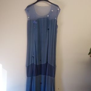 Vintage Nataya Vintage Inspired Lace Embroidered Detail Sheer Maxi. Size small.
